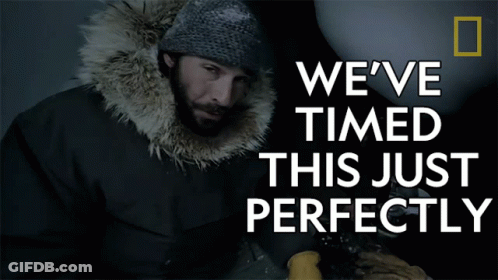 A Man Wearing A Fur Coat And A Hat Says We 'Ve Timed This Just Perfectly GIF