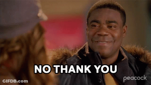 A Man Wearing A Fur Coat Says No Thank You GIF