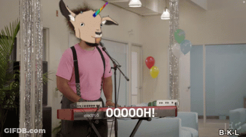 Man In Goat Mask Playing Keyboard Ooooh GIF