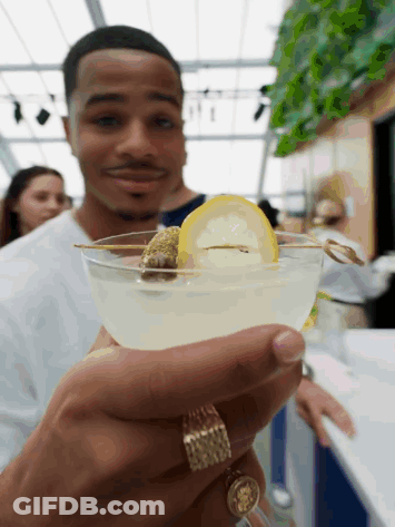 Man Holding Martini With Lemon Slice GIF