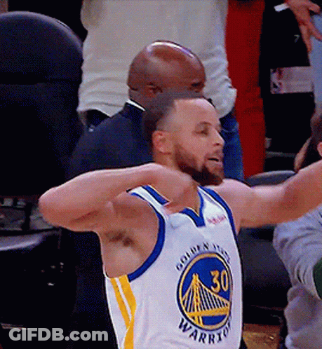 A Man Wearing A Golden State Warriors Jersey With The Number 30 On The Front GIF