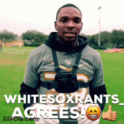 A Man Wearing A Gopro Camera On His Chest Says " Whitesoxrants Agrees " GIF
