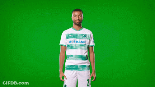 A Man Wearing A Green And White Hofmann Shirt GIF