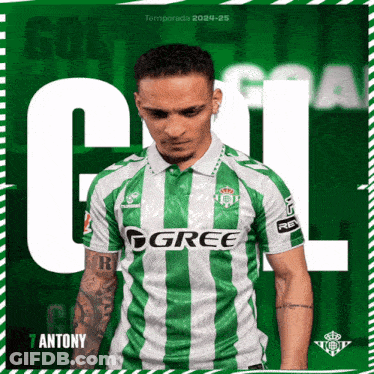 A Man Wearing A Green And White Striped Gree Shirt GIF