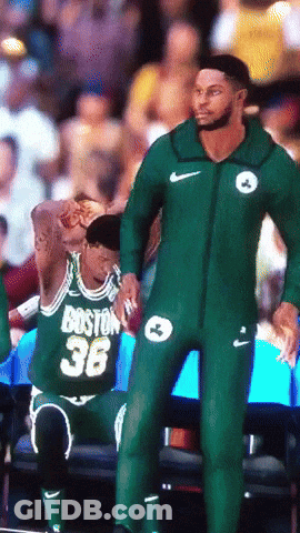 A Man Wearing A Green Boston 36 Jersey GIF