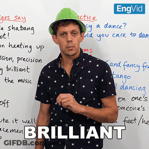 Green Hat Man With Brilliant On White Board GIF