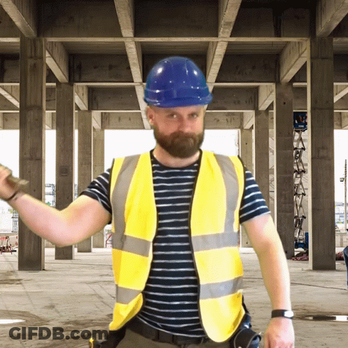 Man In Hard Hat And Yellow Vest GIF