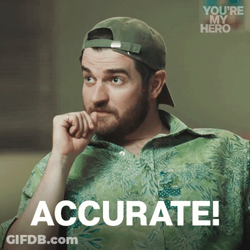 A Man Wearing A Hat And A Green Shirt Is Saying Accurate GIF