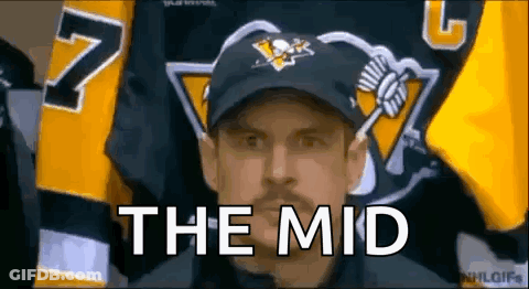A Man Wearing A Hat And A Jersey With The Word The Mid On It . GIF
