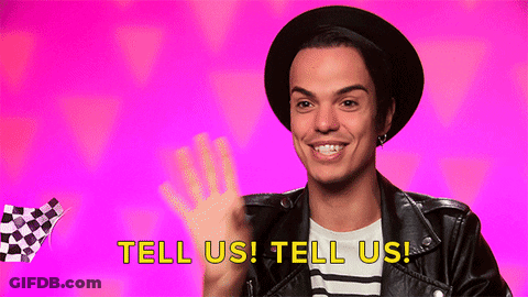 A Man Wearing A Hat And A Leather Jacket Says Tell Us ! Tell Us ! GIF