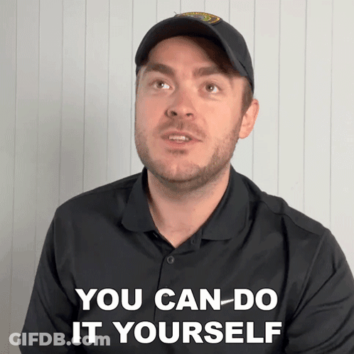 A Man Wearing A Hat And A Shirt That Says You Can Do It Yourself GIF