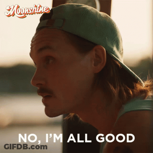 A Man Wearing A Hat And A Tank Top Says No I 'M All Good GIF