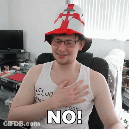 A Man Wearing A Hat And A Tank Top With The Word No On His Chest GIF