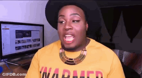 A Man Wearing A Hat And A Yellow Shirt With The Word Warped On It . GIF