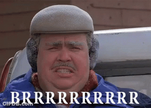 A Man Wearing A Hat And Ear Muffs Says Brrrrrrrrr GIF