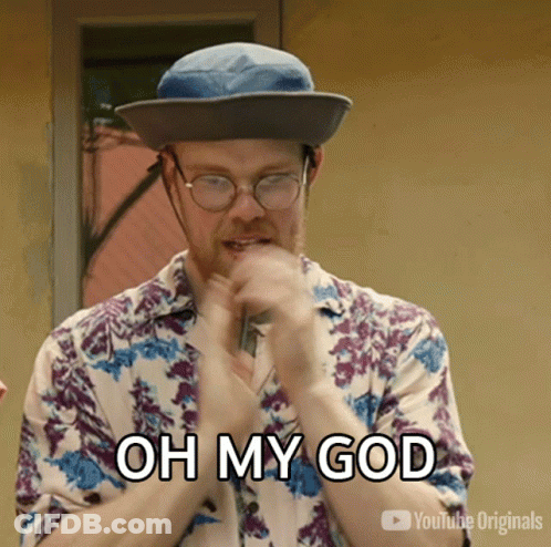 A Man Wearing A Hat And Glasses Is Saying " Oh My God " GIF