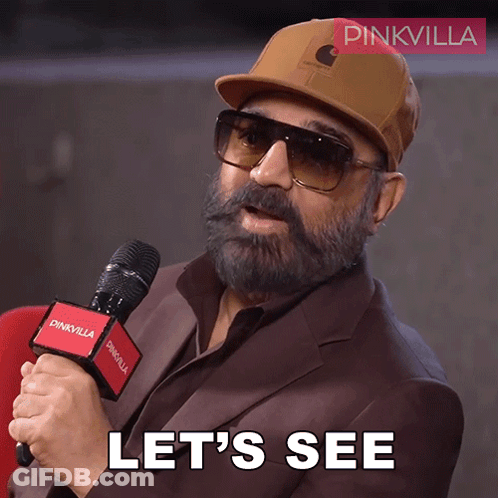 A Man Wearing A Hat And Sunglasses Holds A Microphone And Says " Let 'S See " GIF