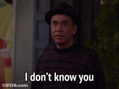 A Man Wearing A Hat And Sweater Says I Don 'T Know You GIF