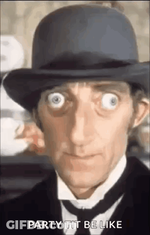 A Man Wearing A Hat And Tie Is Making A Funny Face And Says Party Tit Be Like . GIF