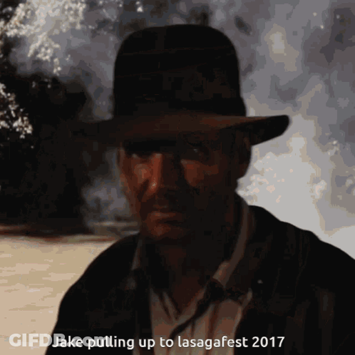 A Man Wearing A Hat Is Pulling Up To Lasagafest 2017 GIF