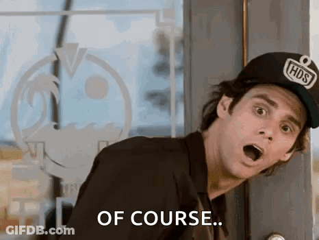 A Man Wearing A Hat Is Standing In Front Of A Door With His Mouth Open And Says `` Of Course '' . GIF