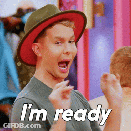 A Man Wearing A Hat Says I 'M Ready With His Mouth Open GIF