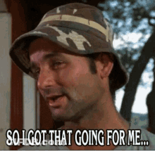 A Man Wearing A Hat Says So I Got That Going For Me ... GIF