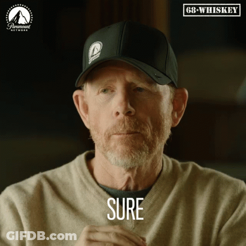 Man In Hat Saying Sure In Front Of Paramount Logo GIF