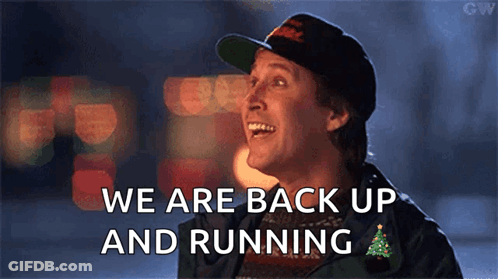 Man In Hat Says We Are Back Up And Running GIF