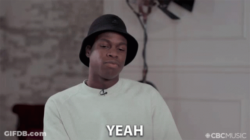 A Man Wearing A Hat Says Yeah In Front Of A Cbc Music Logo GIF