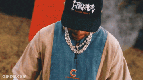 A Man Wearing A Hat That Says Franchise GIF
