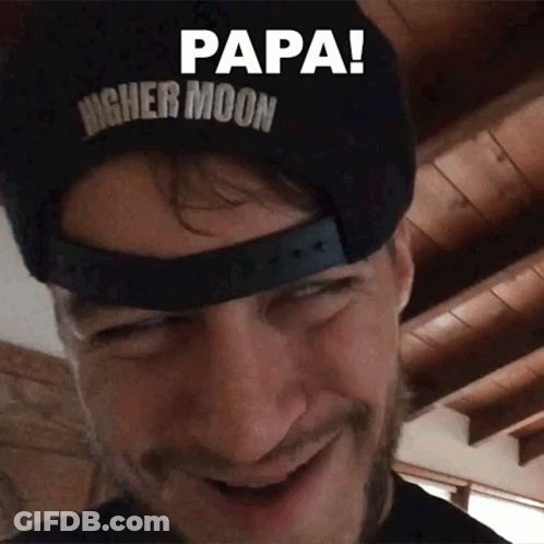 A Man Wearing A Hat That Says Higher Moon On It GIF