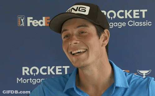 A Man Wearing A Hat That Says Ping Is Laughing GIF