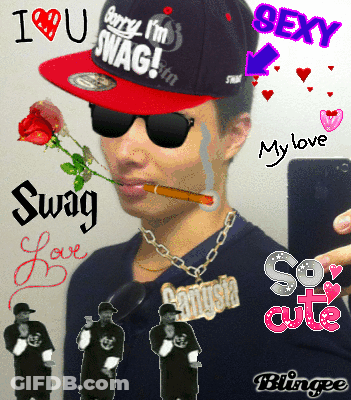 A Man Wearing A Hat That Says Sorry I 'M Swag Is Smoking A Cigarette GIF