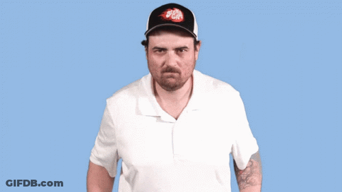 A Man Wearing A Hat That Says Stella Artois Makes A Funny Face GIF