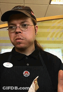 A Man Wearing A Hat That Says Wendys On It GIF