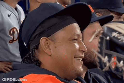 A Man Wearing A Hat With A Letter D On It GIF