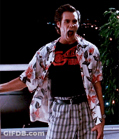 A Man Wearing A Hawaiian Shirt And A Black T-Shirt With The Word Mount On It GIF