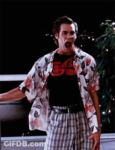 A Man Wearing A Hawaiian Shirt And Plaid Shorts Screams GIF