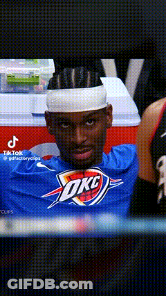 A Man Wearing A Headband And A Okc Shirt GIF