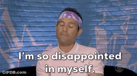 A Man Wearing A Headband Is Sitting In Front Of A Brick Wall And Says I 'M So Disappointed In Myself GIF