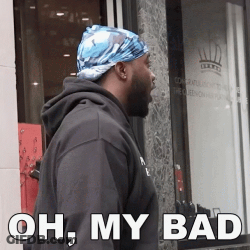 A Man Wearing A Headband Says Oh My Bad In Front Of A Window GIF