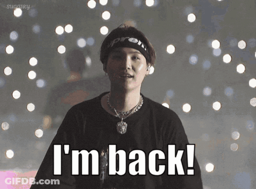 A Man Wearing A Headband With The Word Supreme On It Says " I 'M Back " GIF