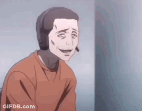 A Man Wearing A Headset Is Smiling In A Cartoon GIF