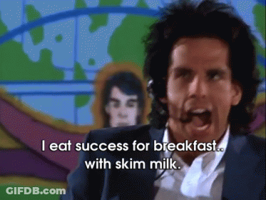 A Man Wearing A Headset Says That He Eat Success For Breakfast With Skim Milk GIF