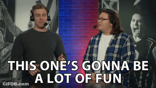 A Man Wearing A Headset Says " This One 'S Gonna Be A Lot Of Fun " Next To Another Man GIF