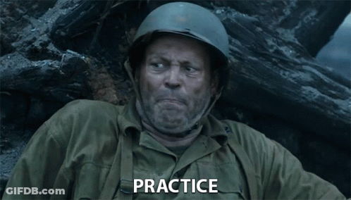 A Man Wearing A Helmet And A Green Jacket Has The Word Practice On His Chest GIF