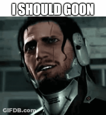 A Man Wearing A Helmet And Headphones Is Making A Funny Face With The Words `` I Should Goon '' . GIF