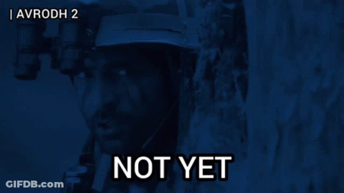 A Man Wearing A Helmet With The Words " Not Yet " On It GIF