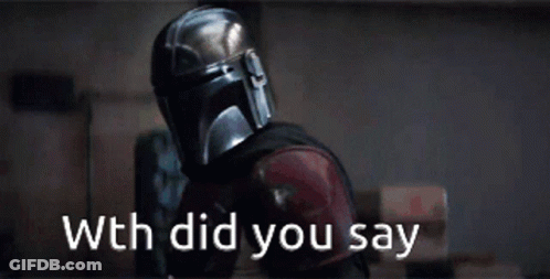 A Man Wearing A Helmet With The Words " Wth Did You Say " Written Below Him GIF